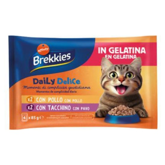 Affinity Brekkies Cat Adult Κοτόπουλο & Γαλοπούλα σε ζελέ 4X85gr