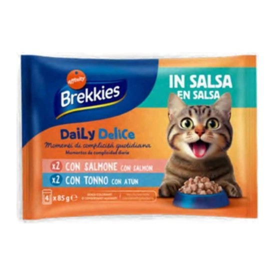 Affinity Brekkies Cat Adult Σολομό & Τόνο σε σάλτσα 4X85gr