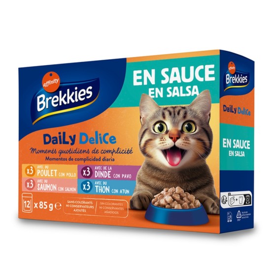 Affinity Brekkies Adult Mix Κοτόπουλο, Γαλοπούλα, Σολομός & Τόνος σε σάλτσα 12X85gr