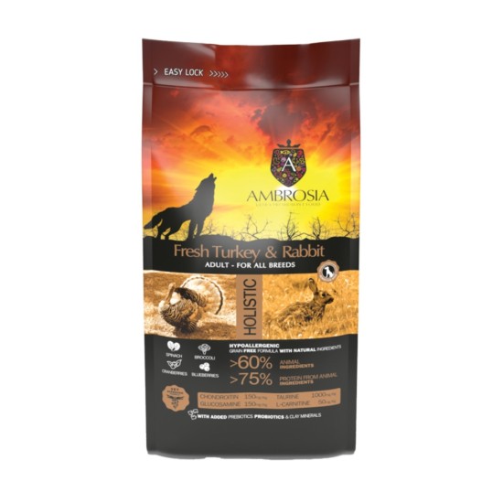 Ambrosia Fresh Turkey & Rabbit Adult All Breeds 2kg