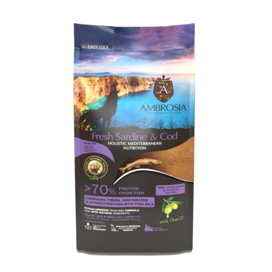 Ambrosia Mediterranean Diet Adult Senior Light Sterilized Fresh Sardine & Cod 5kg