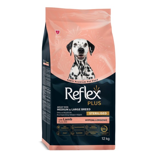 Reflex Plus Medium/Large Light & Sterilised Adult 12kg με Αρνί