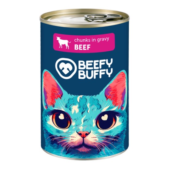 Beefy Buffy Κονσέρβα Γάτας Κομματάκια σε Σάλτσα Βοδινό 415gr
