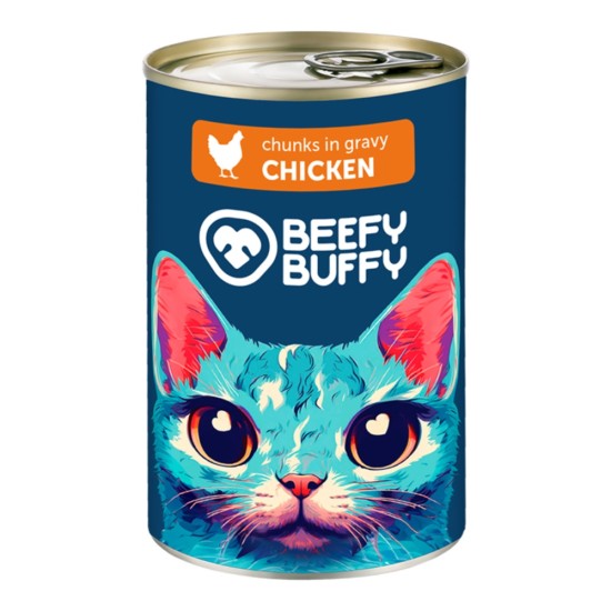 Beefy Buffy Κονσέρβα Γάτας Κομματάκια σε Σάλτσα Κοτόπουλο 415gr