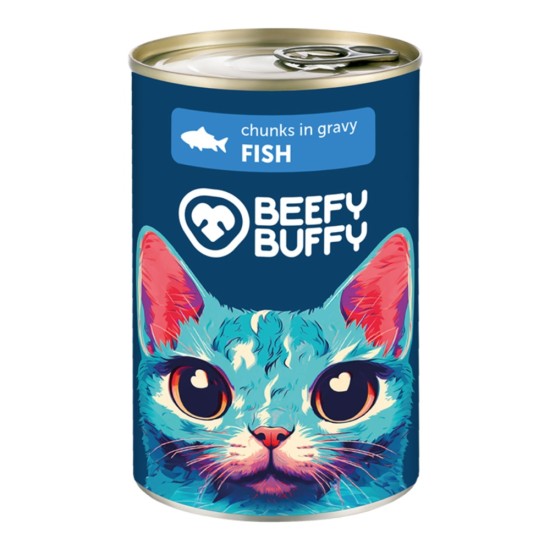 Beefy Buffy Κονσέρβα Γάτας Κομματάκια σε Σάλτσα Ψάρι 415gr