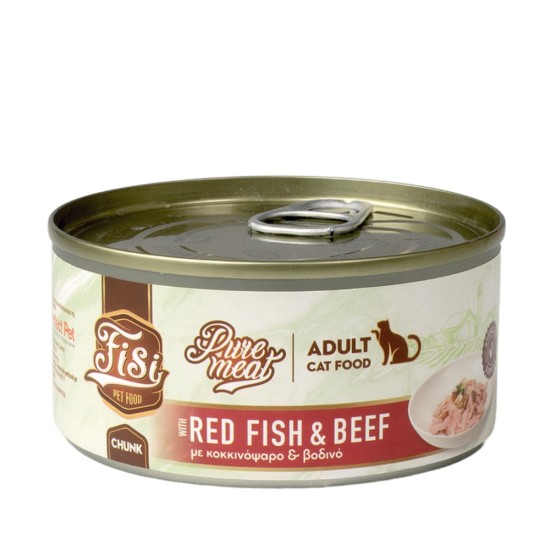 Fisi Pure Meat Cat Adult Κοκκινόψαρο & Βοδινό σε Κομμάτια 170gr