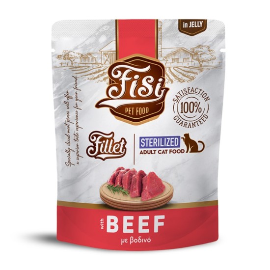 Fisi Fillet Cat Sterilized Βοδινό σε Ζελέ σε φακελάκι 300gr