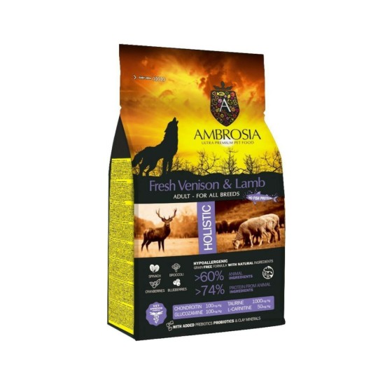 Ambrosia Free Venison & Lamb Adult All Breeds 12kg