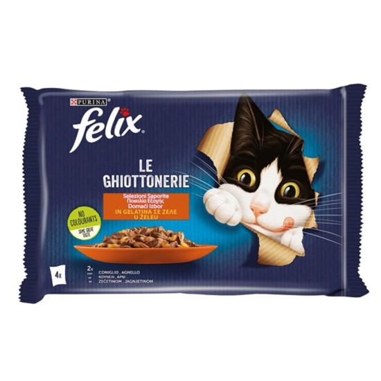 Purina Felix Le Chiottonerie με Αρνί / Κουνέλι σε Ζελέ 85gr 4τμχ
