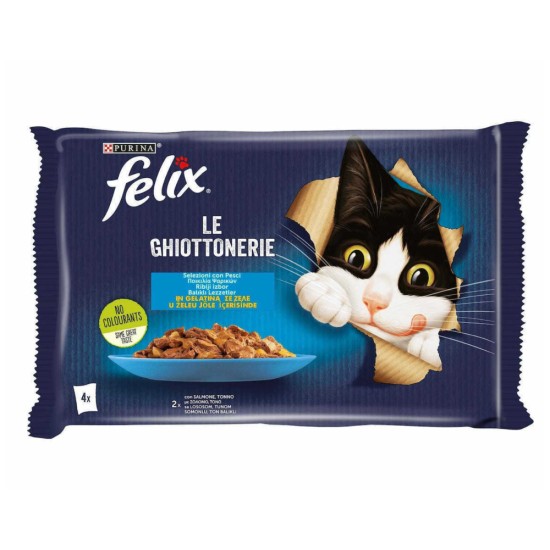Purina Felix Le Chiottonerie με Σολομός / Τόνος σε Ζελέ 85gr 4τμχ