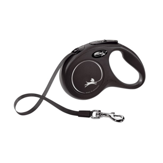 Flexi Αυξομειούμενος Οδηγός Classic ιμάντας 5μ. έως 15kg  Μαύρο Small