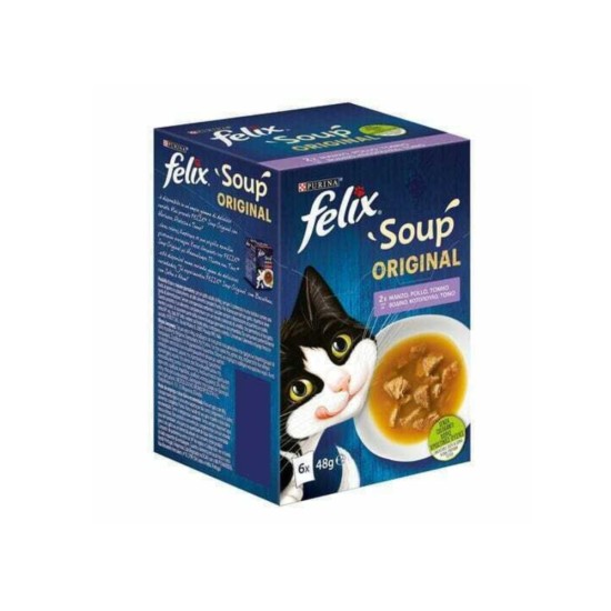 Purina Felix Soup Original σε Φακελάκι με Βοδινό / Κοτόπουλο / Τόνο 48gr 6τμχ