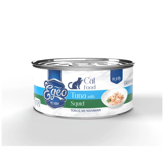 Egeo Cat No8 Adult Τόνος με Καλαμάρι σε Ζελέ 85gr