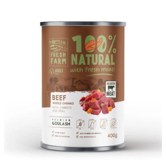Fresh Farm 100% Natural Μονοπρωτεϊνική με μοσχάρι καρότο και αρακά 400gr 514001