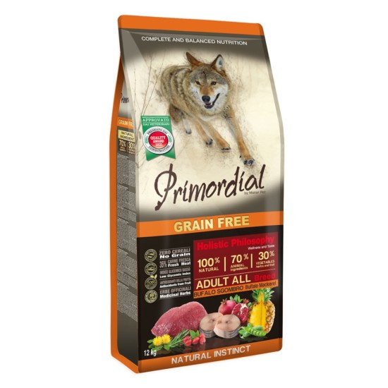 Primordial Dog Grain Free Adult Buffalo Mackerel 12kg
