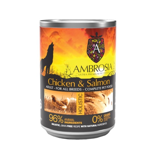 Ambrosia Adult Κονσέρβα με Κοτόπουλο & Σολομό 400gr