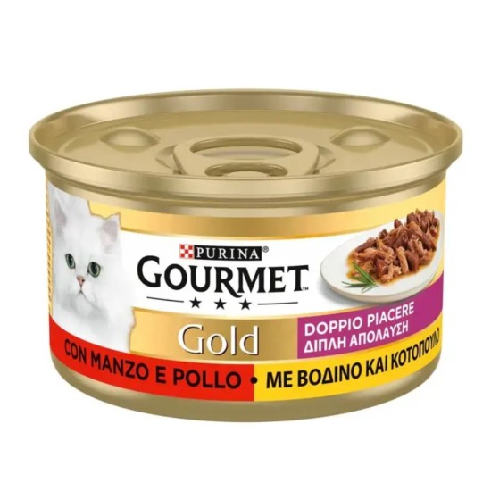 Purina Gourmet Gold Διπλή Απόλαυση Βοδινό Κοτόπουλο 85gr 24τμχ
