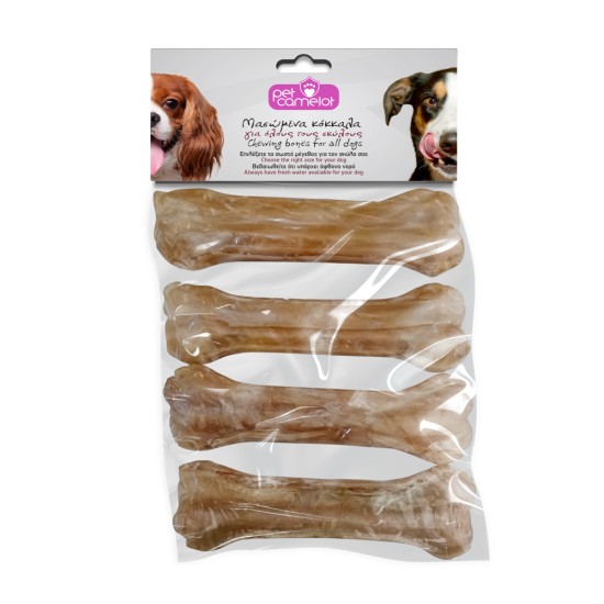 Pet Camelot Συμπαγές Κόκκαλο Από Φυσικό Δέρμα 12,7cm/50gr/4τμχ 1006-3P