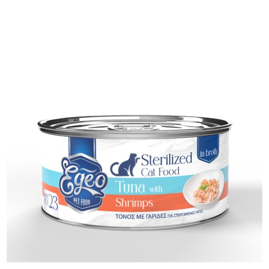 Egeo cat No23 Sterilized Τόνος με Γαρίδες 70gr