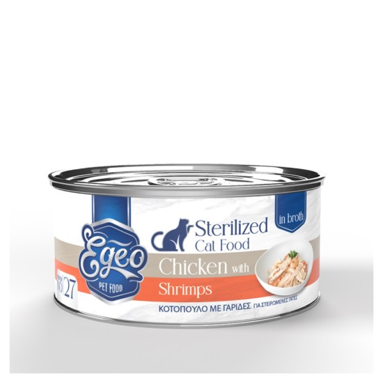 Egeo Cat No27 Sterilized Κοτόπουλο με Γαρίδες 70gr