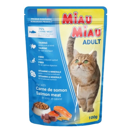 Miau Miau Adult Pouch Σολομός σε Σάλτσα 100gr