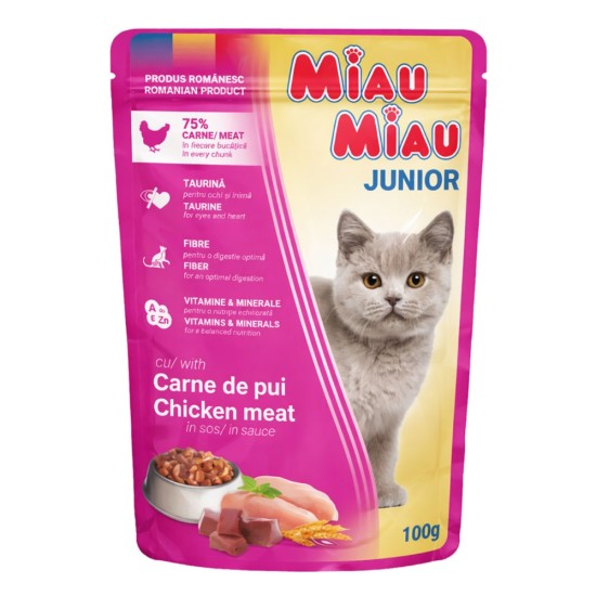 Miau Miau Kitten Pouch Κοτόπουλο σε Σάλτσα 100gr